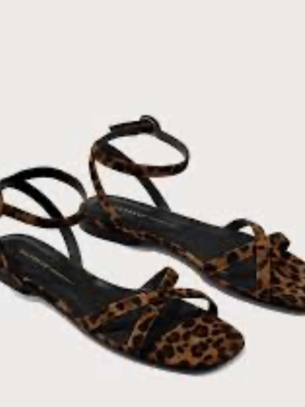 Margaux Leopard Suede Flat Wrap Sandals 38.5